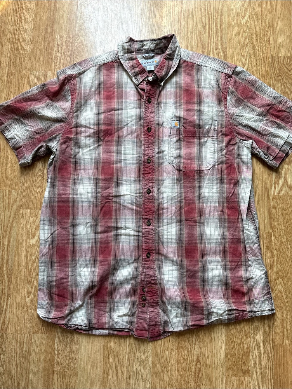 Carhartt relaxed fit polo shirt plaid cotton XL tall